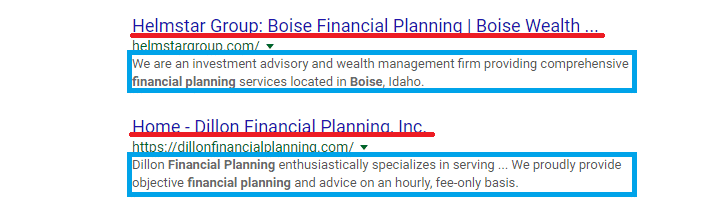 SEO for Financial Planners: Meta Description Tag