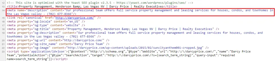 Meta Description source code