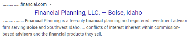 Financial Advisor Meta Description