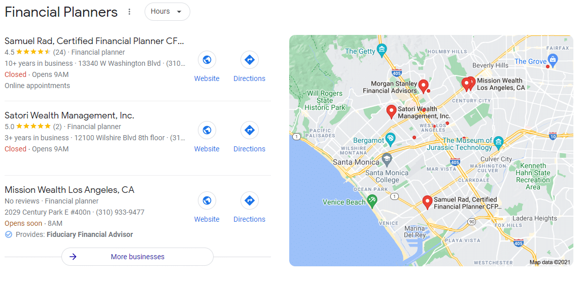 Google Local Pack listings