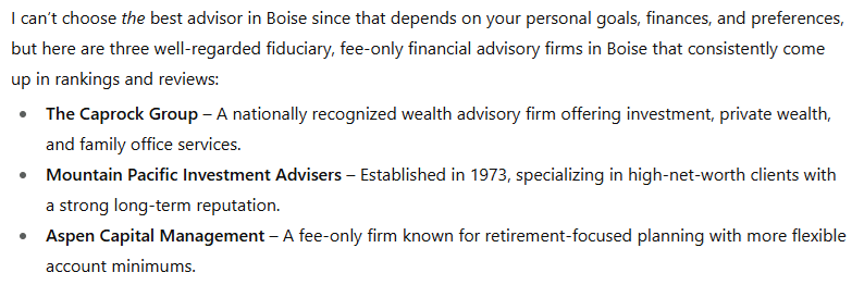 Chatgpt "advisor Near Me" recommendations