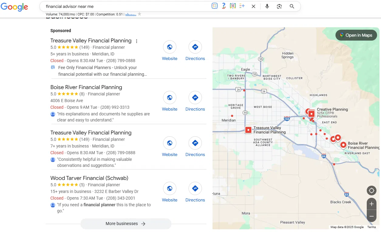 How advisors can be found in near me searches