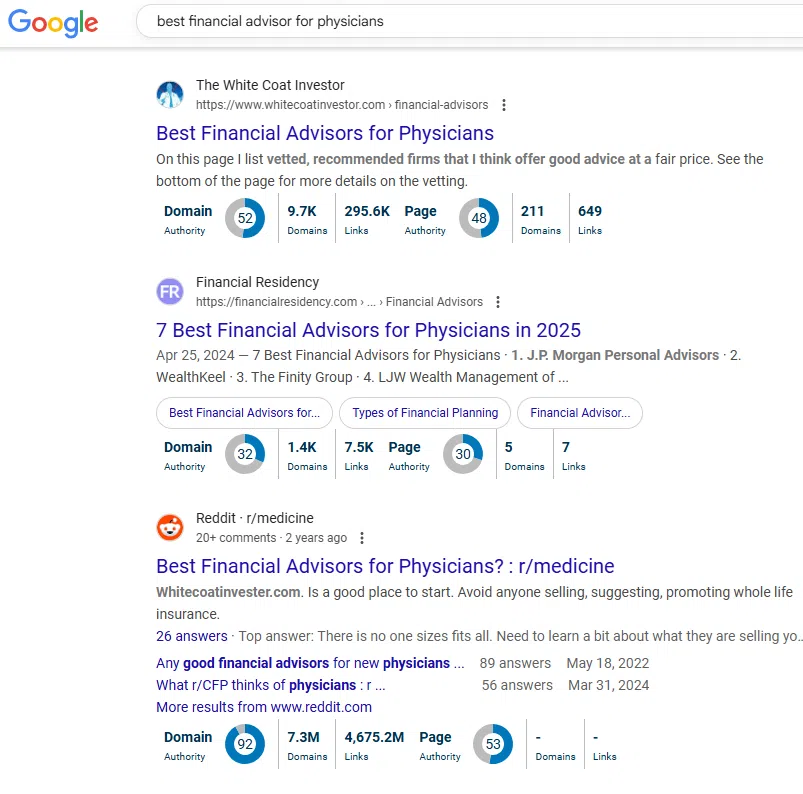 Traditional Search Engine Response